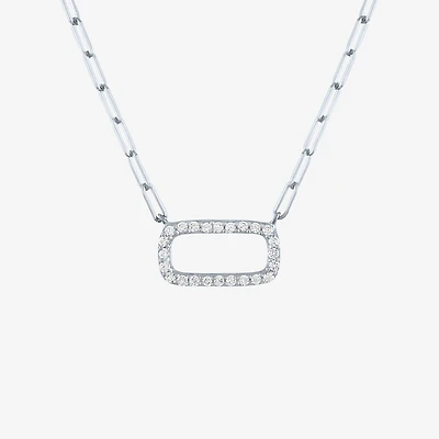 Diamond Addiction Womens 1/8 CT. T.W. Natural White 10K Gold Paperclip 18 Inch Pendant Necklace