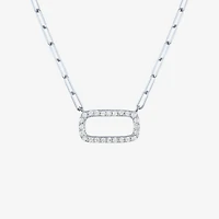 Diamond Addiction Womens 1/8 CT. T.W. Natural White 10K Gold Paperclip 18 Inch Pendant Necklace