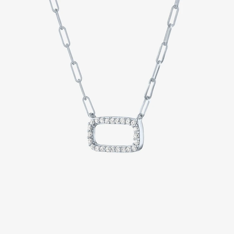 Diamond Addiction Womens 1/8 CT. T.W. Natural White 10K Gold Paperclip 18 Inch Pendant Necklace