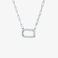 Diamond Addiction Womens 1/8 CT. T.W. Natural White 10K Gold Paperclip 18 Inch Pendant Necklace