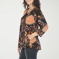 White Mark Womens V Neck 3/4 Sleeve Tunic Top