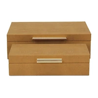 Cheungs Camel Brown Faux Shagreen Rectangular 2-pc. Decorative Box