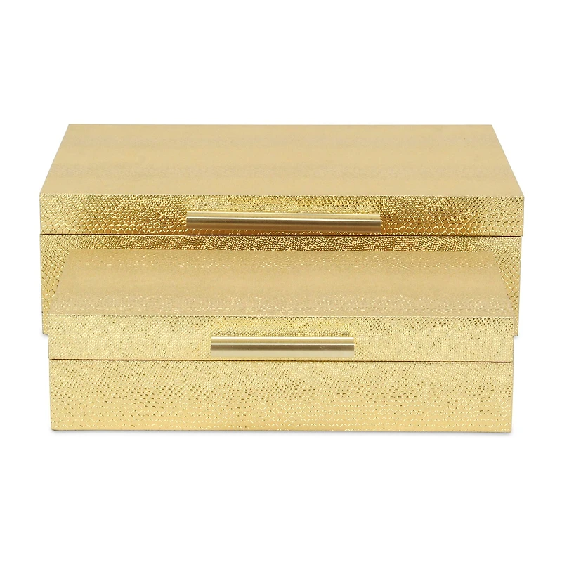 Cheungs Gold Faux Snakeskin Rectangular 2-pc. Decorative Box
