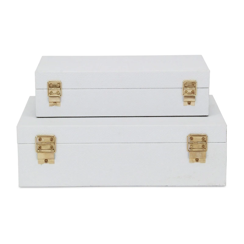 Cheungs White Faux Snakeskin Rectangular 2-pc. Decorative Box