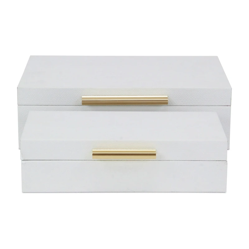 Cheungs White Faux Snakeskin Rectangular 2-pc. Decorative Box