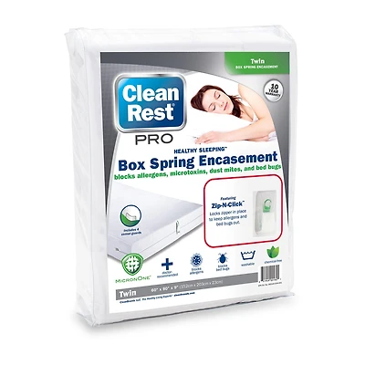 CleanRest Pro Zip Box Spring Bed Bug Blocker Dust Mite Barrier Breathable Mattress Encasement