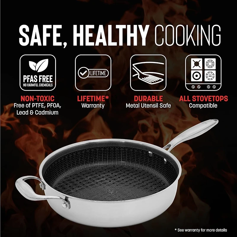 Hell's Kitchen Hybrid Try-Ply Stainless Steel 4-qt. Saute Pan