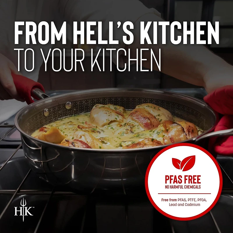 Hell's Kitchen Hybrid Try-Ply Stainless Steel 4-qt. Saute Pan