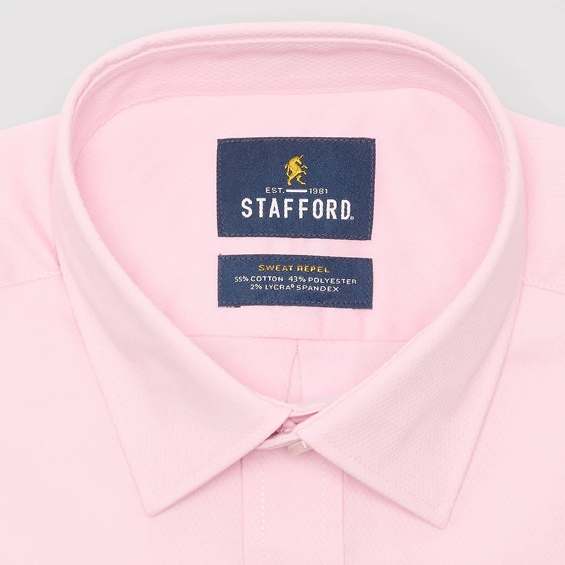 Stafford Sweat Repel Advanced Performance Mens Regular Fit Stretch Fabric Wrinkle Free Long Sleeve Dress Shirt