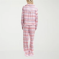 Muk Luks Womens Velour Long Sleeve 2-pc. Pajama Set