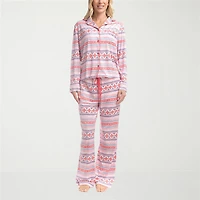Muk Luks Womens Velour Long Sleeve 2-pc. Pajama Set