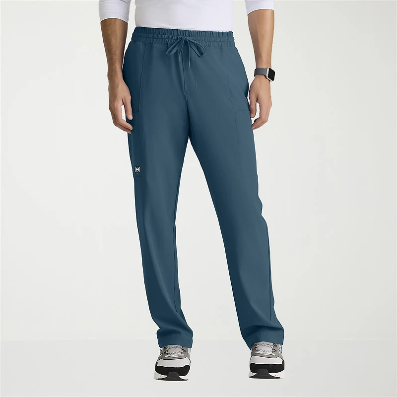 Skechers Skp718 Compass 5-Pocket Elastic Waistband Straight Leg Mens Short Stretch Fabric Moisture Wicking Scrub Pant