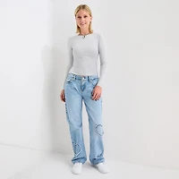 Arizona Womens Juniors Crew Neck Long Sleeve T-Shirt