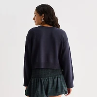 Arizona Juniors Womens Crew Neck Long Sleeve Pullover Sweater
