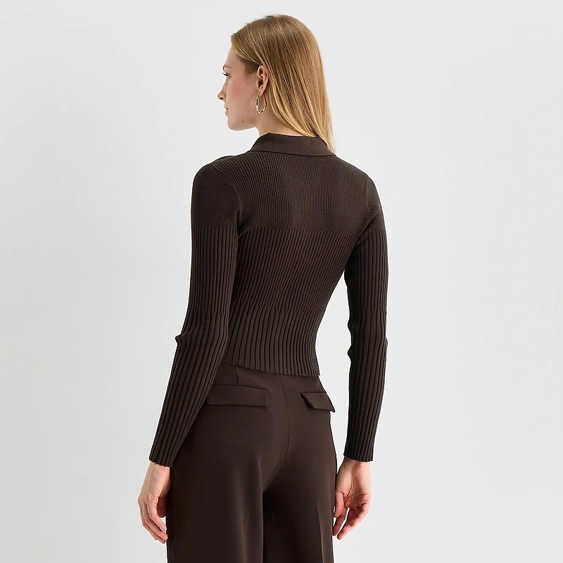Worthington Womens Long Sleeve Button Cardigan
