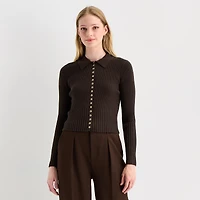 Worthington Womens Long Sleeve Button Cardigan
