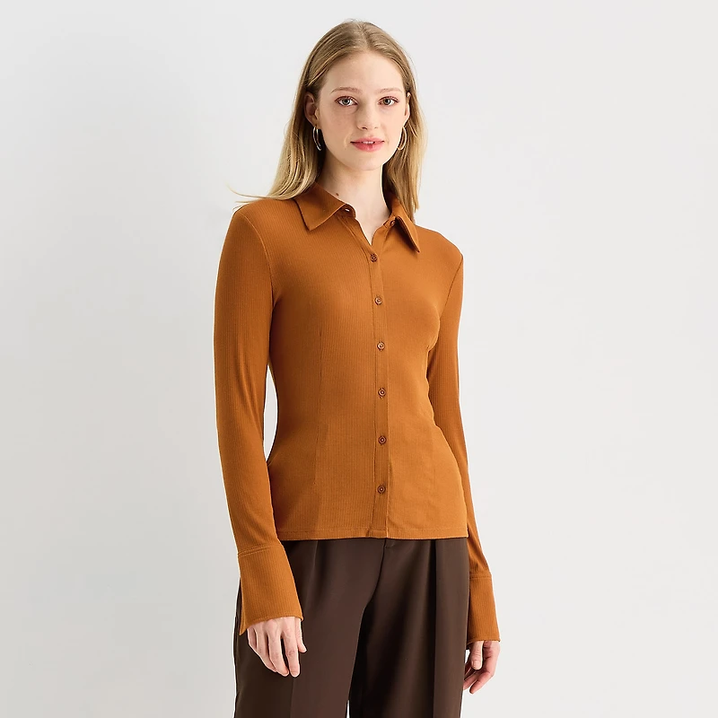 Worthington Womens Long Sleeve Blouse