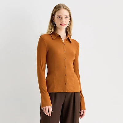 Worthington Womens Long Sleeve Blouse