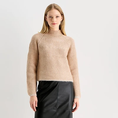 Worthington Womens Mock Neck Long Sleeve Pullover Sweater