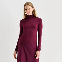 Worthington Womens Mock Neck Long Sleeve Blouse