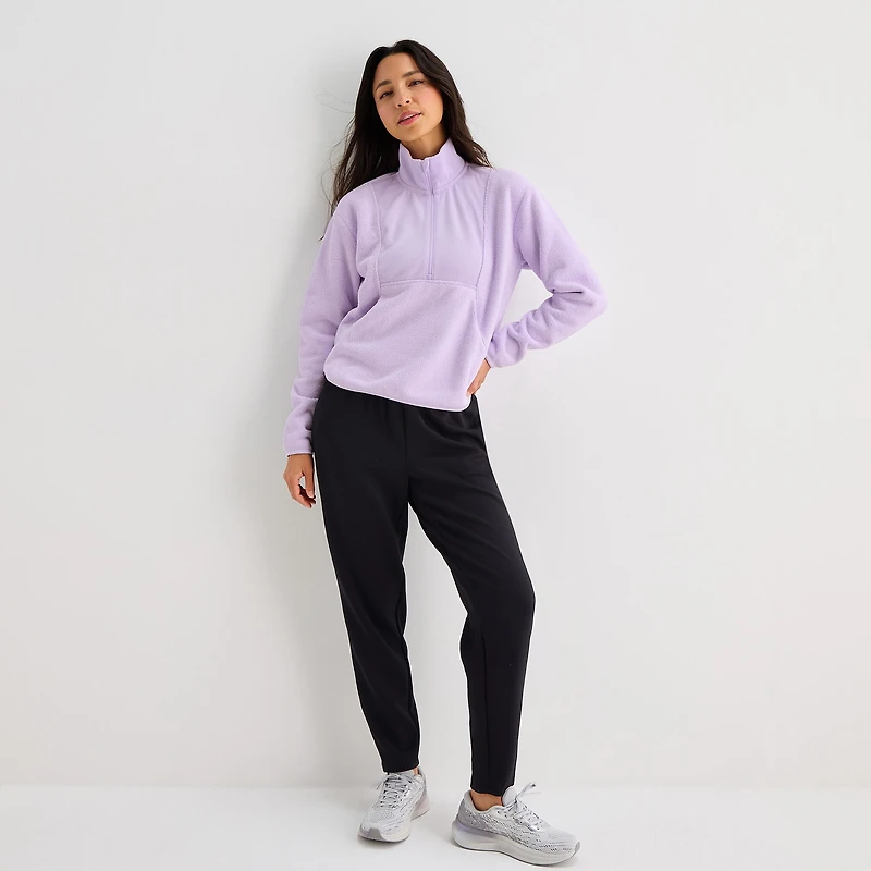 Xersion Womens Teddy Sherpa Long Sleeve Active Quarter-Zip Pullover