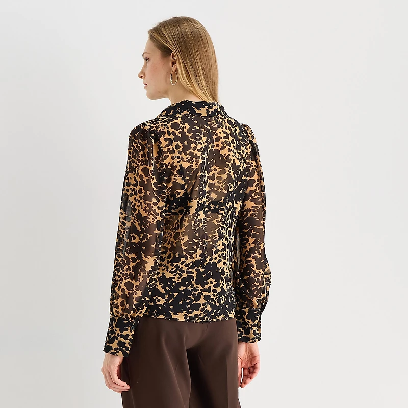 Worthington Womens Long Sleeve Blouse