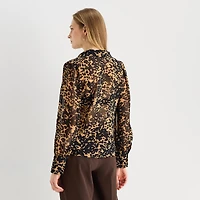 Worthington Womens Long Sleeve Blouse