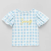 Okie Dokie Girls Crew Neck Puff Sleeve Graphic T-Shirt