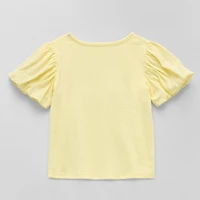 Okie Dokie Girls Crew Neck Puff Sleeve Graphic T-Shirt
