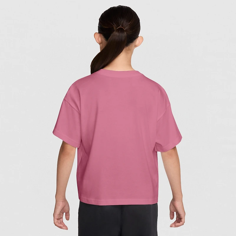Nike Club Big Kid Girls Crew Neck Short Sleeve Oversized Graphic T-Shirt