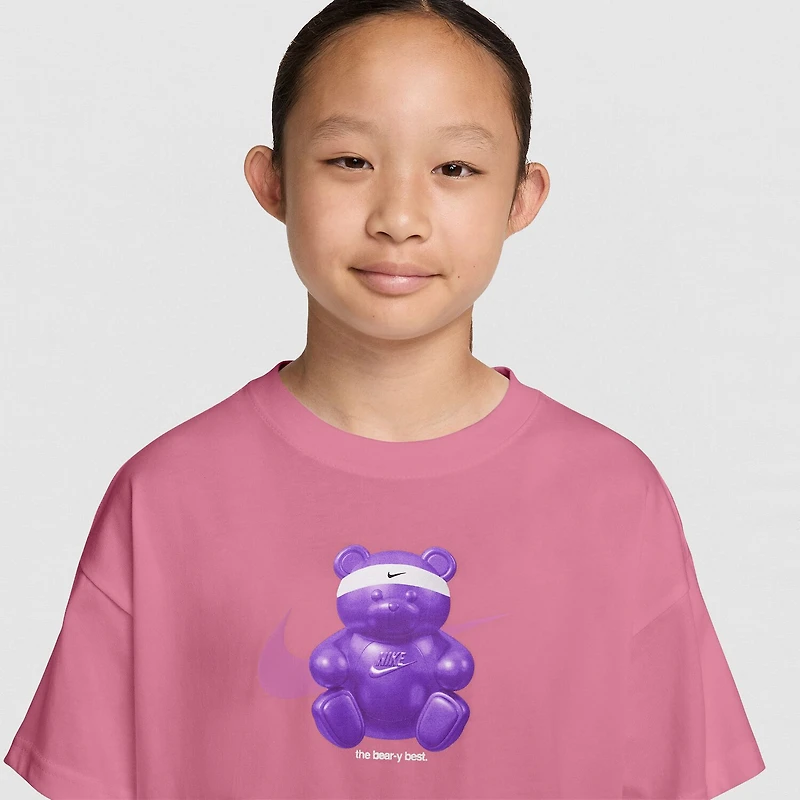 Nike Club Big Kid Girls Crew Neck Short Sleeve Oversized Graphic T-Shirt