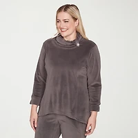 Alfred Dunner Calm Luxe Womens Cowl Neck 3/4 Sleeve T-Shirt