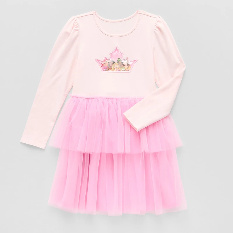 Disney Collection Little & Big Kid Girls Long Sleeve Ariel Princess Moana Tutu Dress