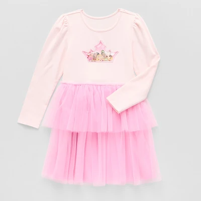 Disney Collection Little & Big Kid Girls Long Sleeve Ariel Princess Moana Tutu Dress