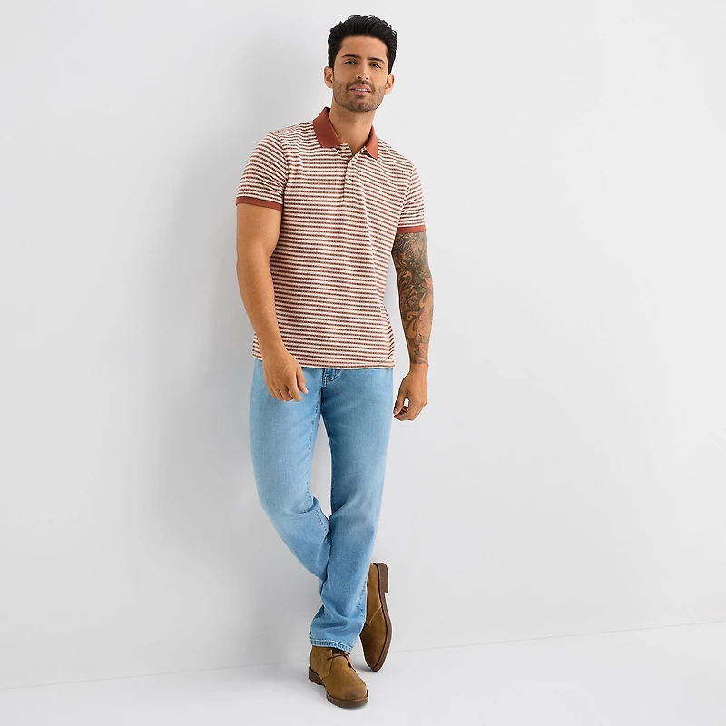 mutual weave Mens Regular Fit Short Sleeve Polo Shirt