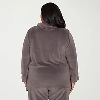 Alfred Dunner Calm Luxe Womens Plus Cowl Neck 3/4 Sleeve T-Shirt