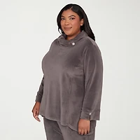 Alfred Dunner Calm Luxe Womens Plus Cowl Neck 3/4 Sleeve T-Shirt