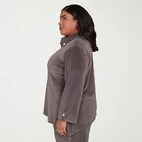 Alfred Dunner Calm Luxe Womens Plus Cowl Neck 3/4 Sleeve T-Shirt