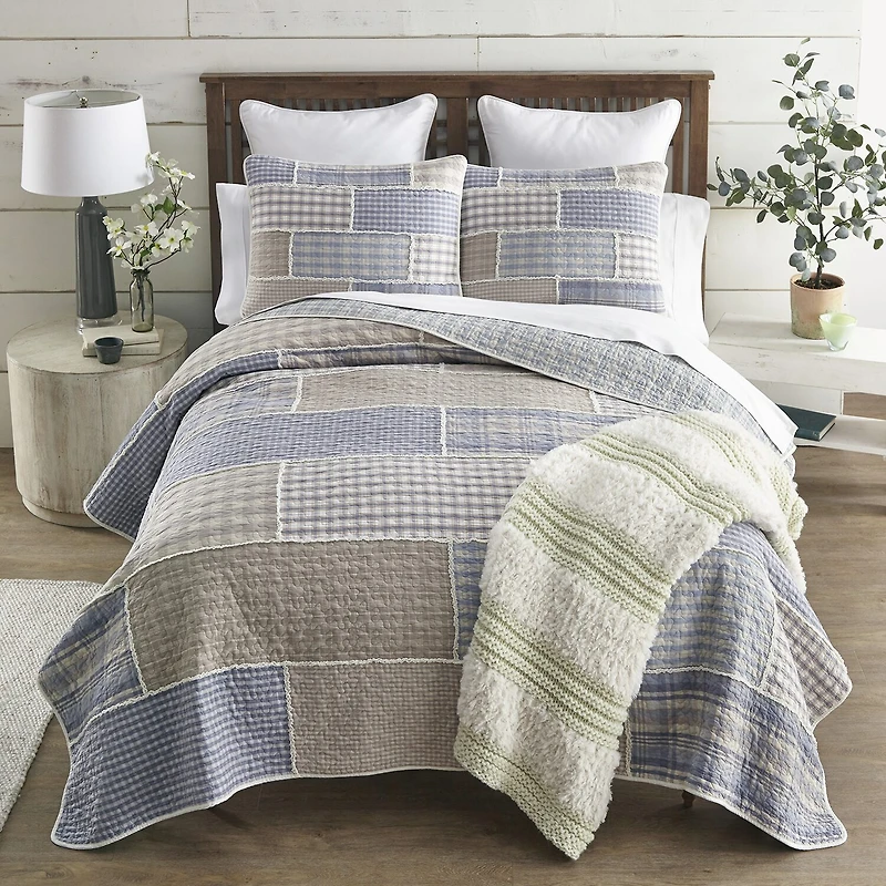 Donna Sharp Slate Cobblestone Pieced Cotton Quilt Set