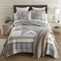 Donna Sharp Coastal Star Twin Embroidered Pieced Cotton Quilt Set
