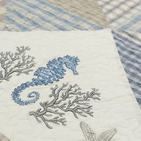 Donna Sharp Coastal Star Twin Embroidered Pieced Cotton Quilt Set