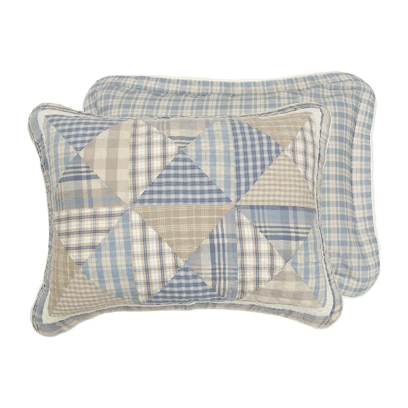 Donna Sharp Coastal Star Twin Embroidered Pieced Cotton Quilt Set