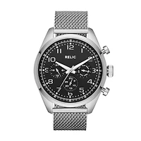 Relic By Fossil Mens Multi-Function Brown Leather Strap Watch Zr15925