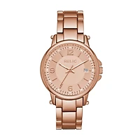 Relic By Fossil Womens Multi-Function Rose Goldtone Leather Bracelet Watch Zr34394