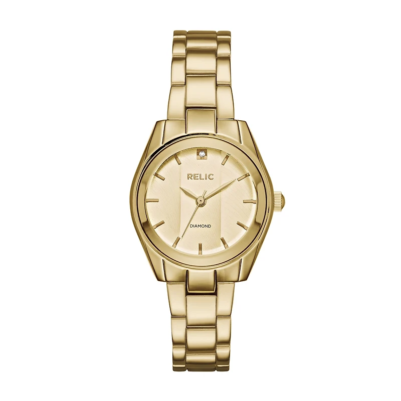 Relic By Fossil Womens Gold Tone Bracelet Watch Zr34418