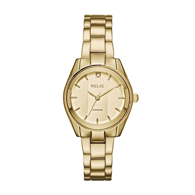 Relic By Fossil Womens Gold Tone Bracelet Watch Zr34418