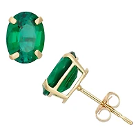 Lab Created Green Emerald 10K Gold 8mm Stud Earrings