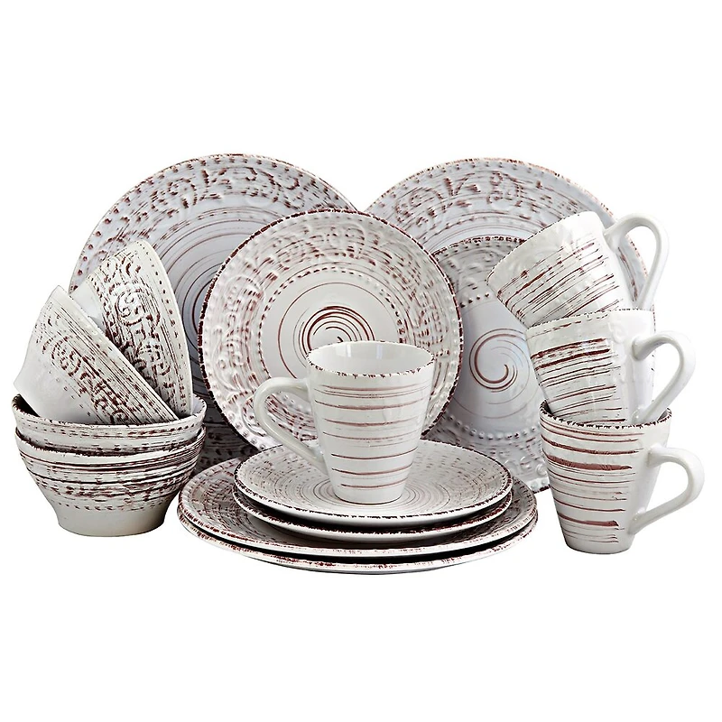 Elama Malibu Waves 16-Piece Dinnerware Set