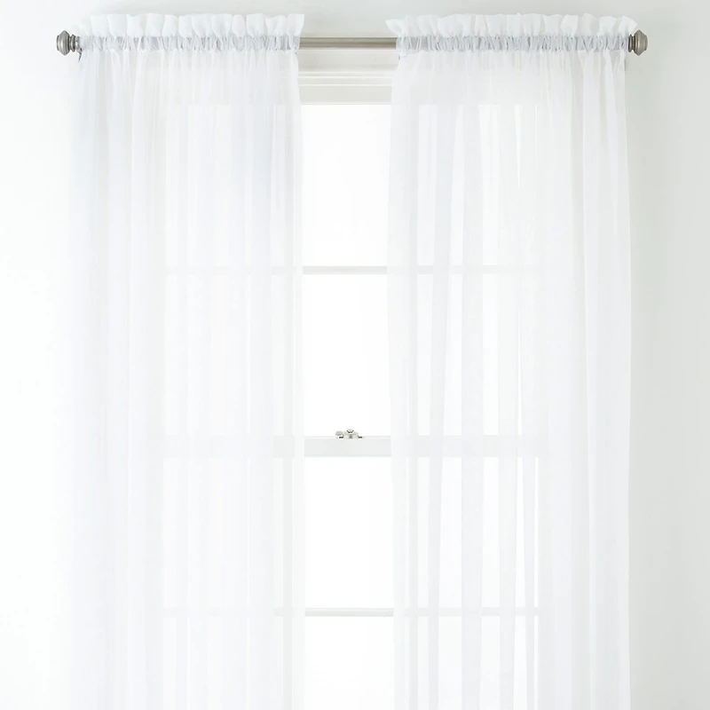 Home Expressions Rod Pocket Sheer Single Curtain Panel