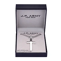 J.P. Army Men's Jewelry Stainless Steel 24 Inch Link Cross Pendant Necklace
